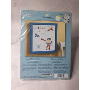 Bucilla Counted Cross Stitch Kit Ships Ahoy Birth Record 45597 Pirate Nautical